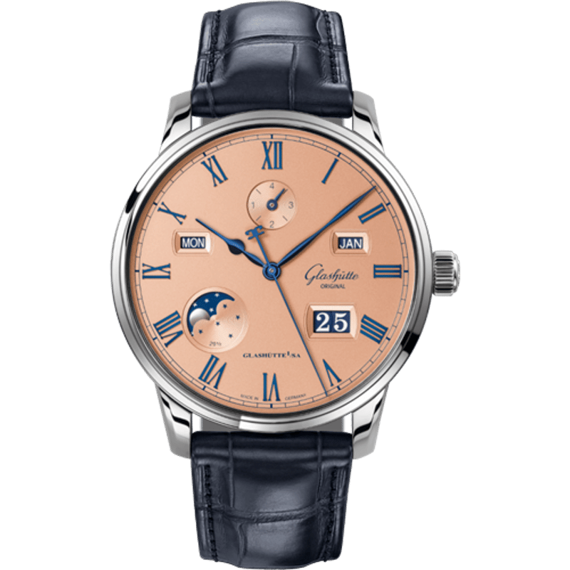 Senator Perpetual Calendar Stainless Steel / Salmon / Alligator / Folding - Image 1