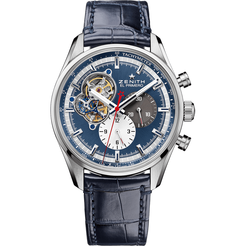 El Primero Chronomaster Open Stainless Steel / Blue 1969 / Alligator - Image 1