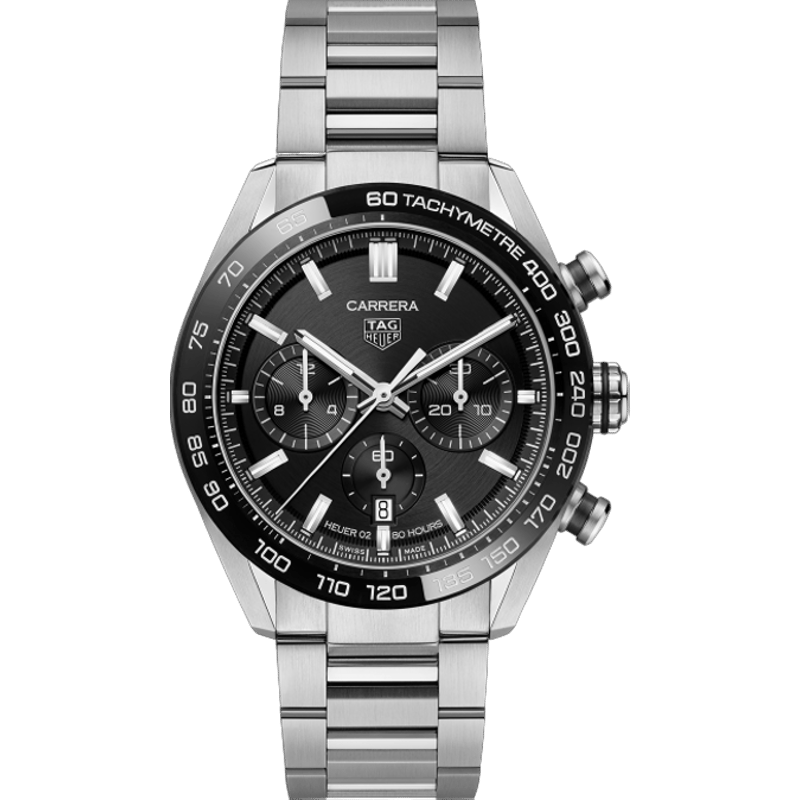 Carrera Calibre Heuer 02 44 Stainless Steel / Black / Bracelet - Image 1