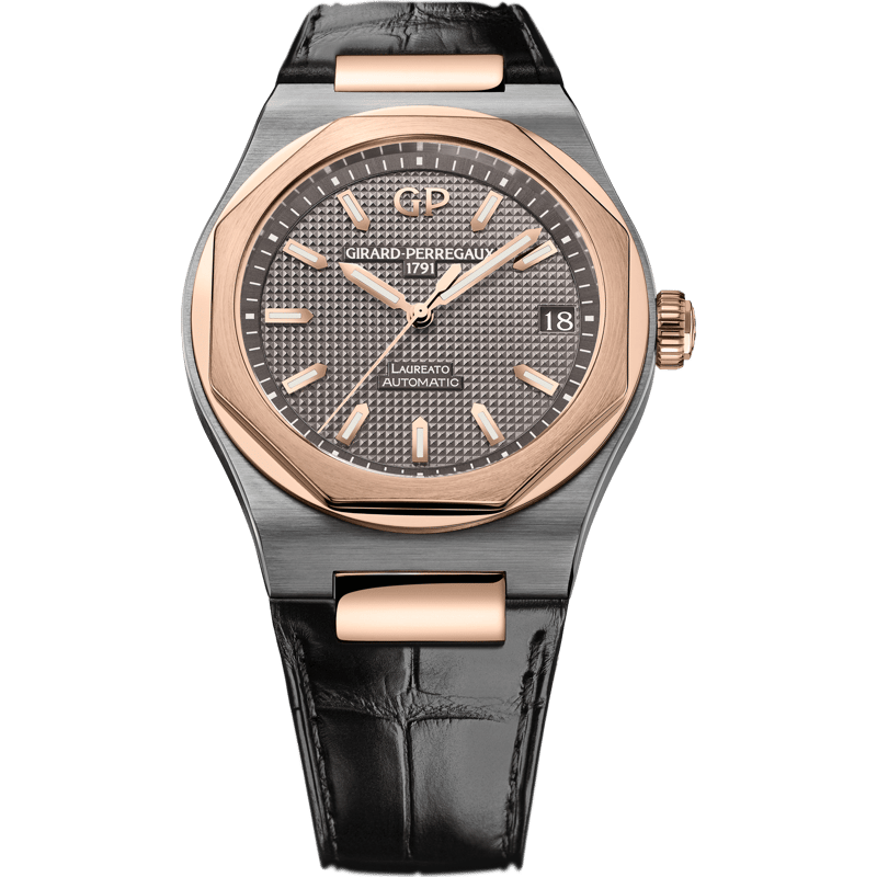 Laureato 42 Automatic Titanium / Pink Gold / Grey / Alligator - Image 1