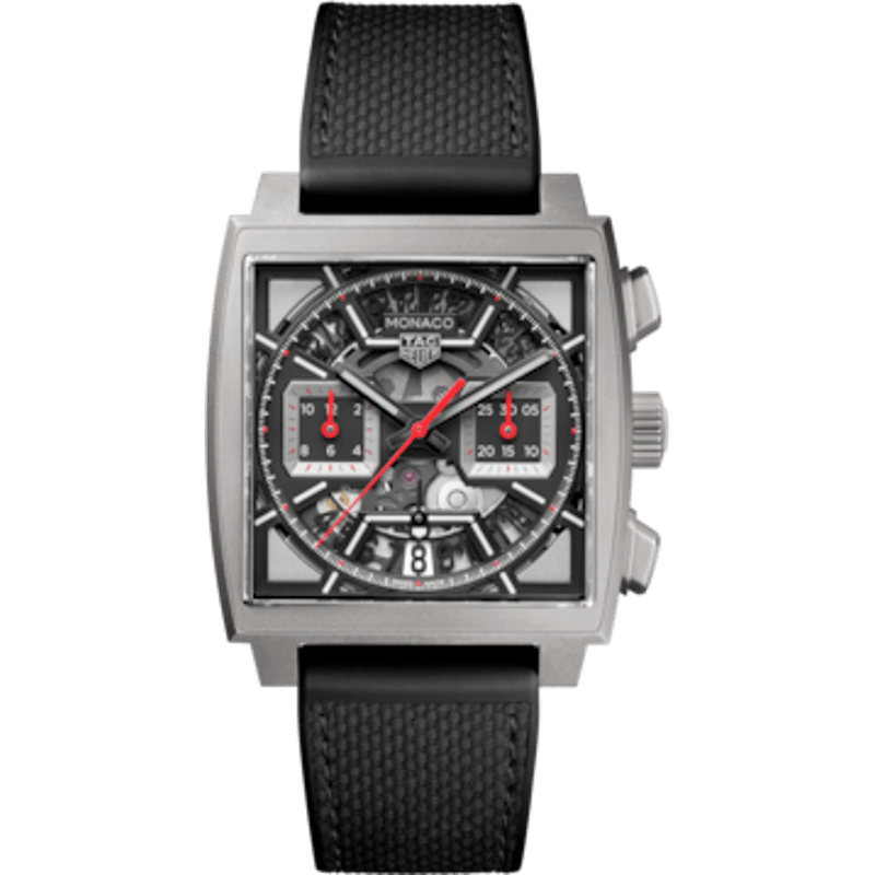Monaco Calibre Heuer 02 Titanium / Skeleton Racing - Red - Image 1