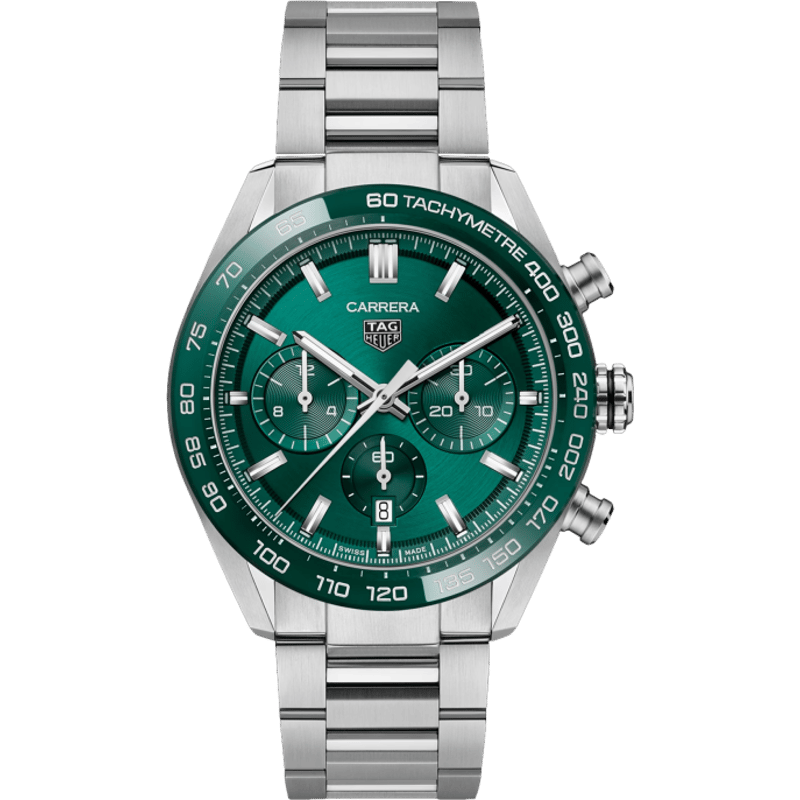Carrera Calibre Heuer 02 44 Stainless Steel / Green / Bracelet - Image 1