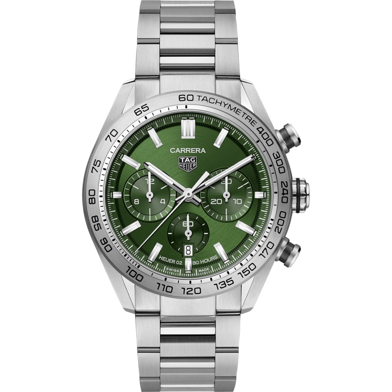 Carrera Calibre Heuer 02 44 Stainless Steel / Green - Image 1