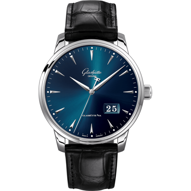 Senator Excellence Panorama Date Stainless Steel / Blue / Alligator / Folding - Image 1