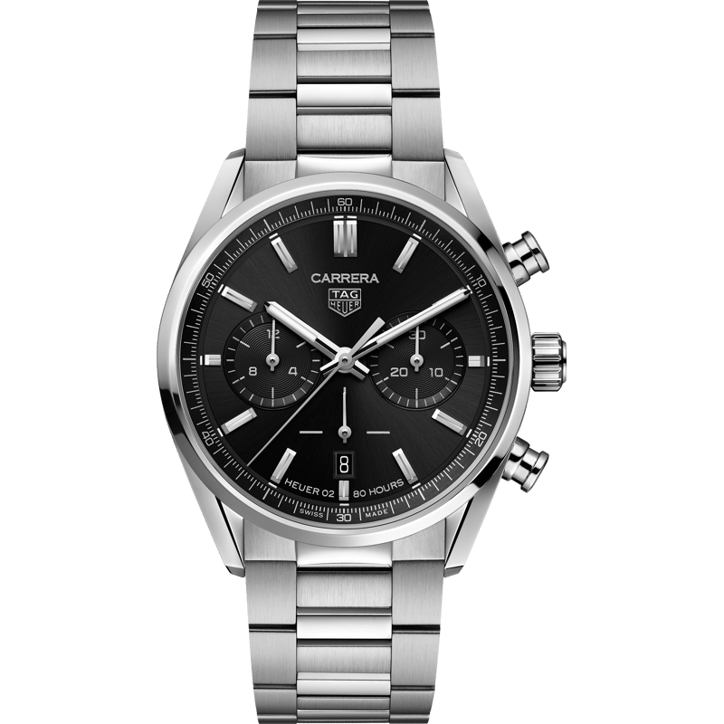 Carrera Calibre Heuer 02 42 Stainless Steel / Black / Bracelet - Image 1