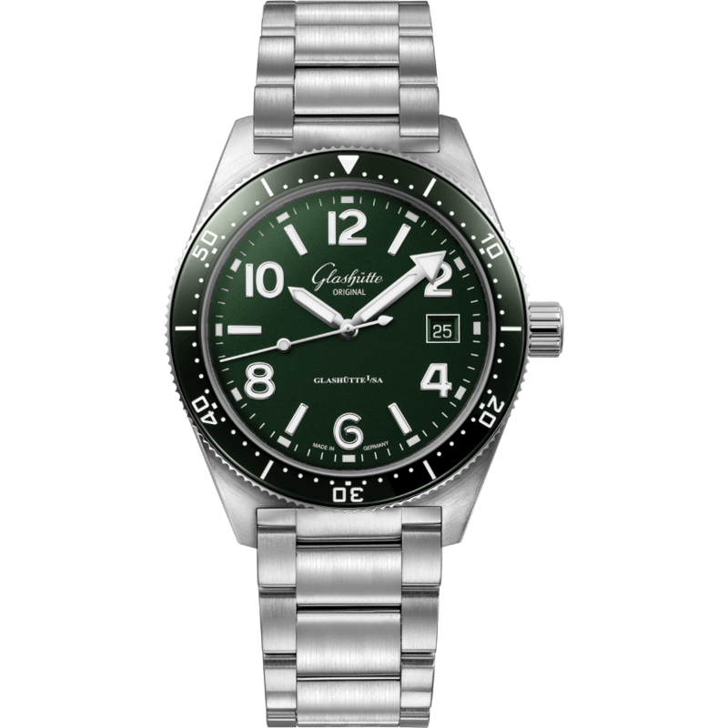 SeaQ Date Stainless Steel / Green / Bracelet - Image 1