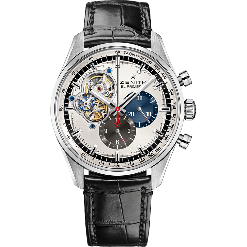 El Primero Chronomaster Open Stainless Steel / Silver 1969 / Alligator - Image 1