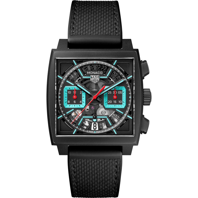 Monaco Calibre Heuer 02 Titanium DLC / Skeleton - Turquoise - Image 1