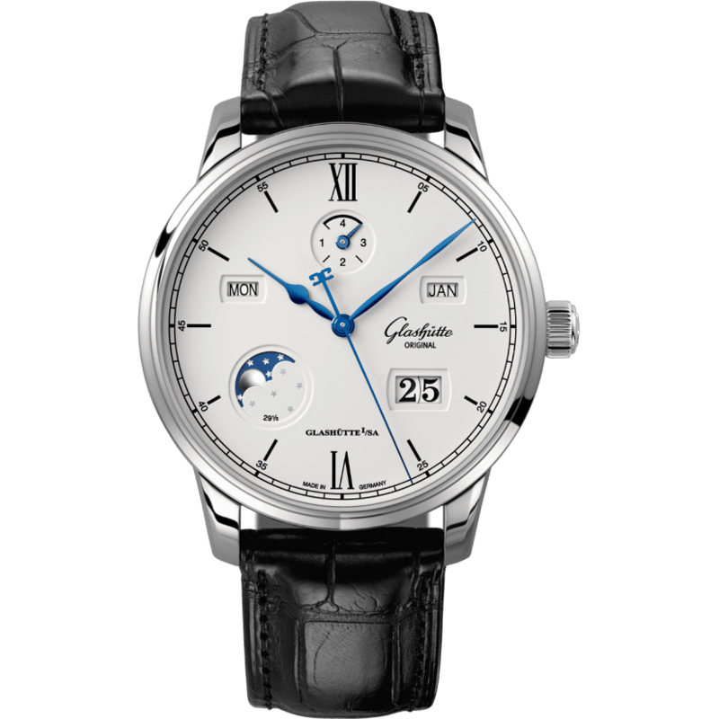 Senator Excellence Perpetual Calendar Stainless Steel / Silver / Alligator / Pin - Image 1