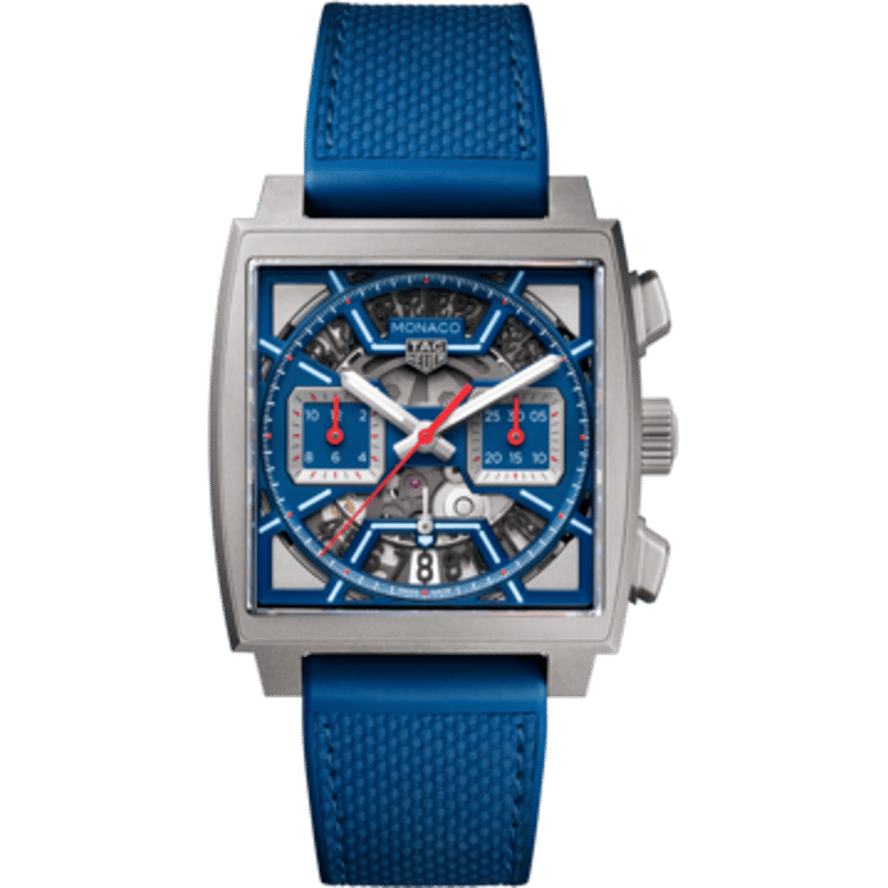 Monaco Calibre Heuer 02 Titanium / Skeleton Racing - Blue - Image 1