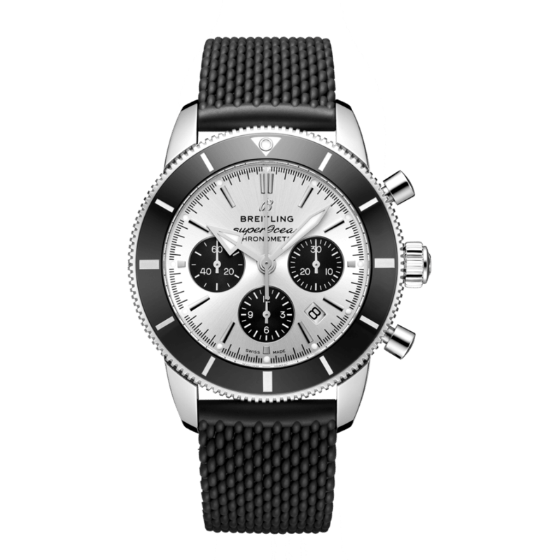 Superocean Heritage II B01 Chronograph 44 Stainless Steel / Silver / Rubber / Folding - Image 1