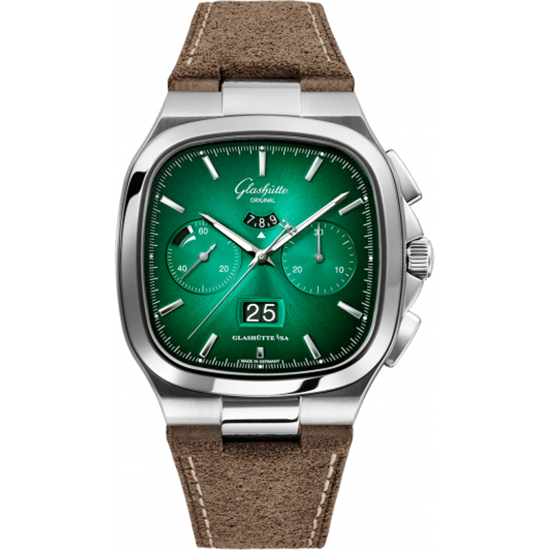 Seventies Chronograph Panorama Date Green / Nubuck / Folding - Image 1