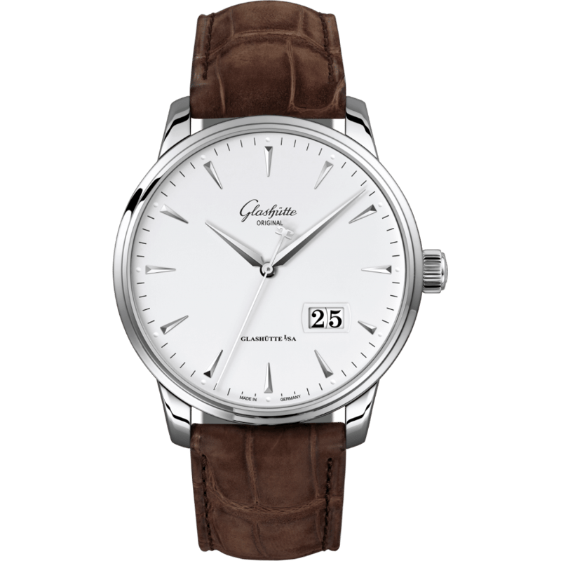 Senator Excellence Panorama Date Stainless Steel / Silver / Alligator / Pin - Image 1