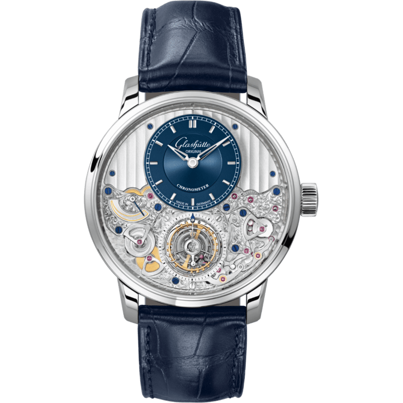 Senator Chronometer Tourbillon Platinum / Blue / Alligator / Folding - Image 1