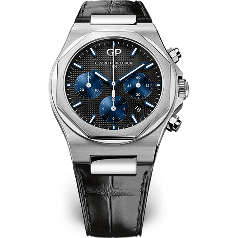 Laureato 42 Chronograph Stainless Steel / Black / Alligator - Image 1