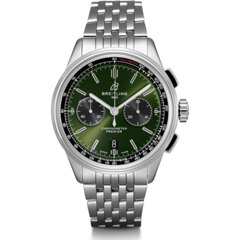 Premier B01 Chronograph 42 Bentley Stainless Steel / Green / Calf / Bracelet - Image 1